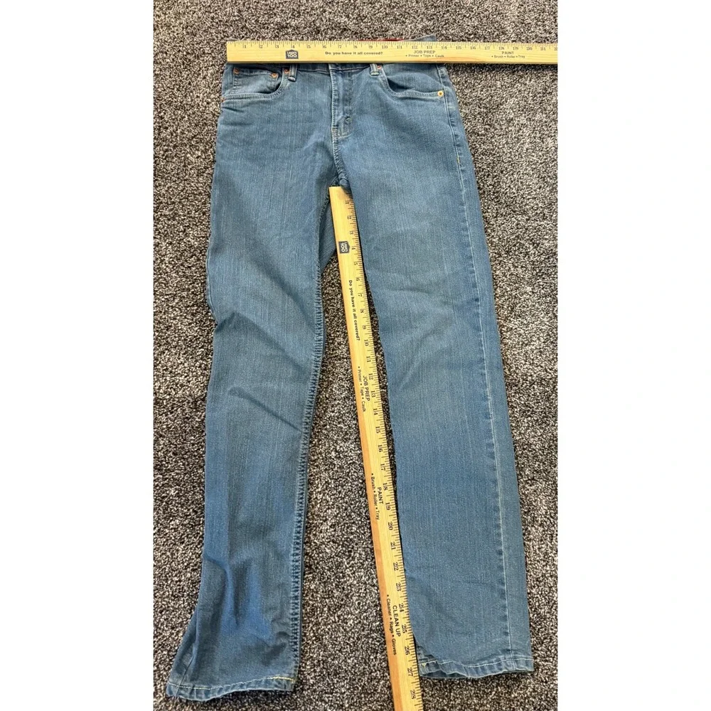 Levis Boys Size 16 Medium Wash Straight Leg Stretch Denim Jeans Blue